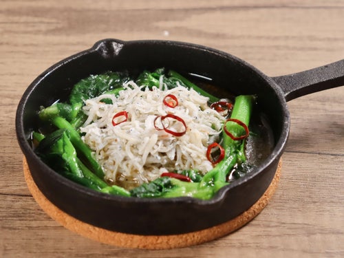 しらすと菜の花のアヒージョ